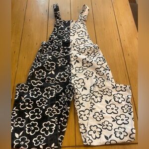 Forever21 Women’s Overalls Black White Flowers Festival S-M